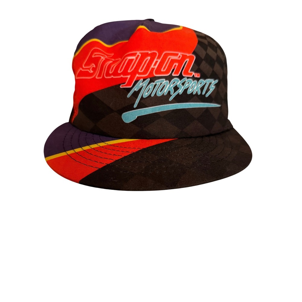 Vintage 90s Snap On Motorsports Racing Snapback Hat Black Red Blue‎ Logo Cap
